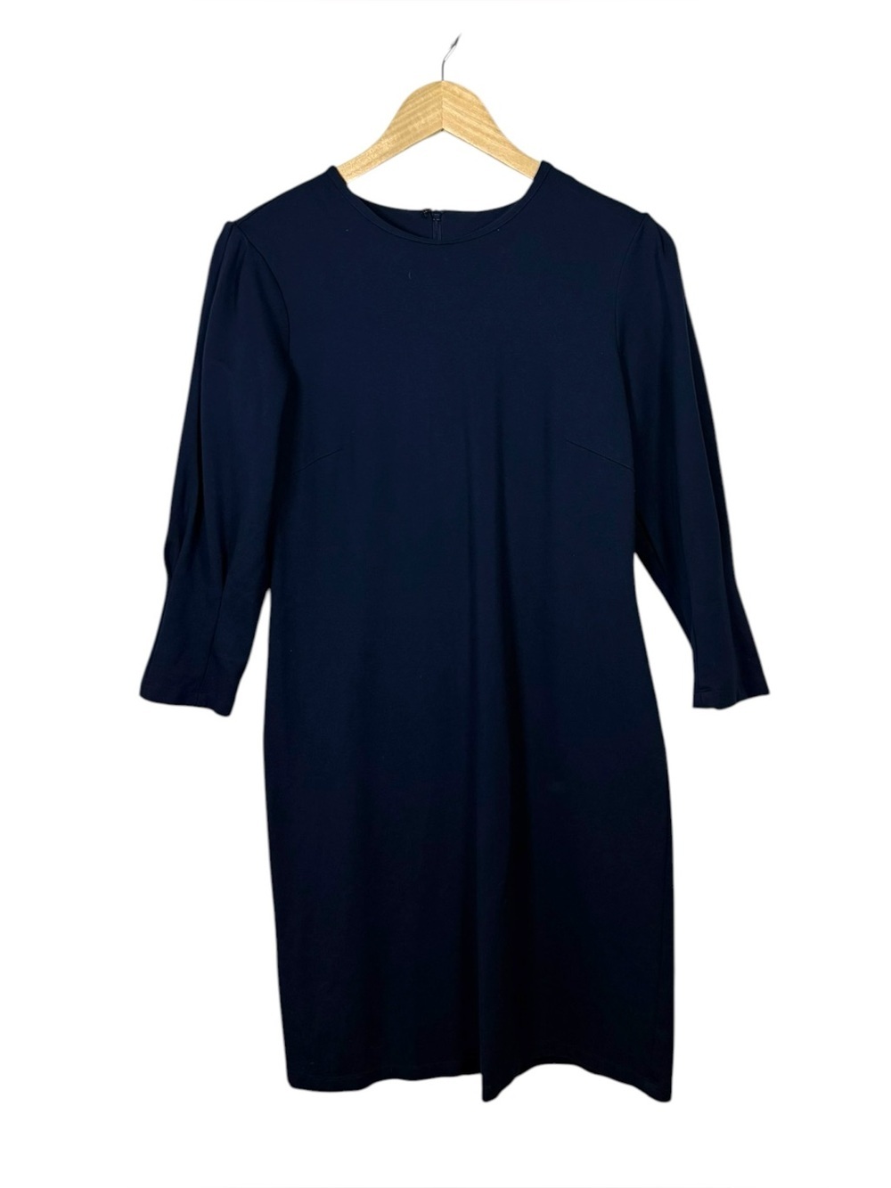 J McLaughlin Navy Sheath Dress Back Zip Career Stretch Size S